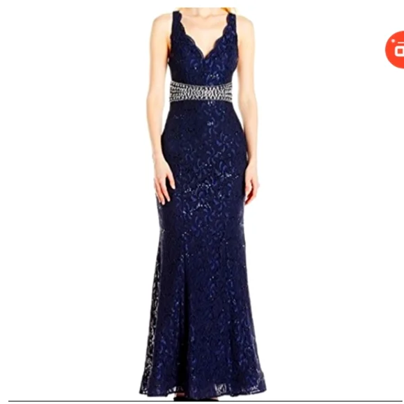 chinese dress ladies Blue Sleeveless Embroidered Lace Tiered Midi Dress
